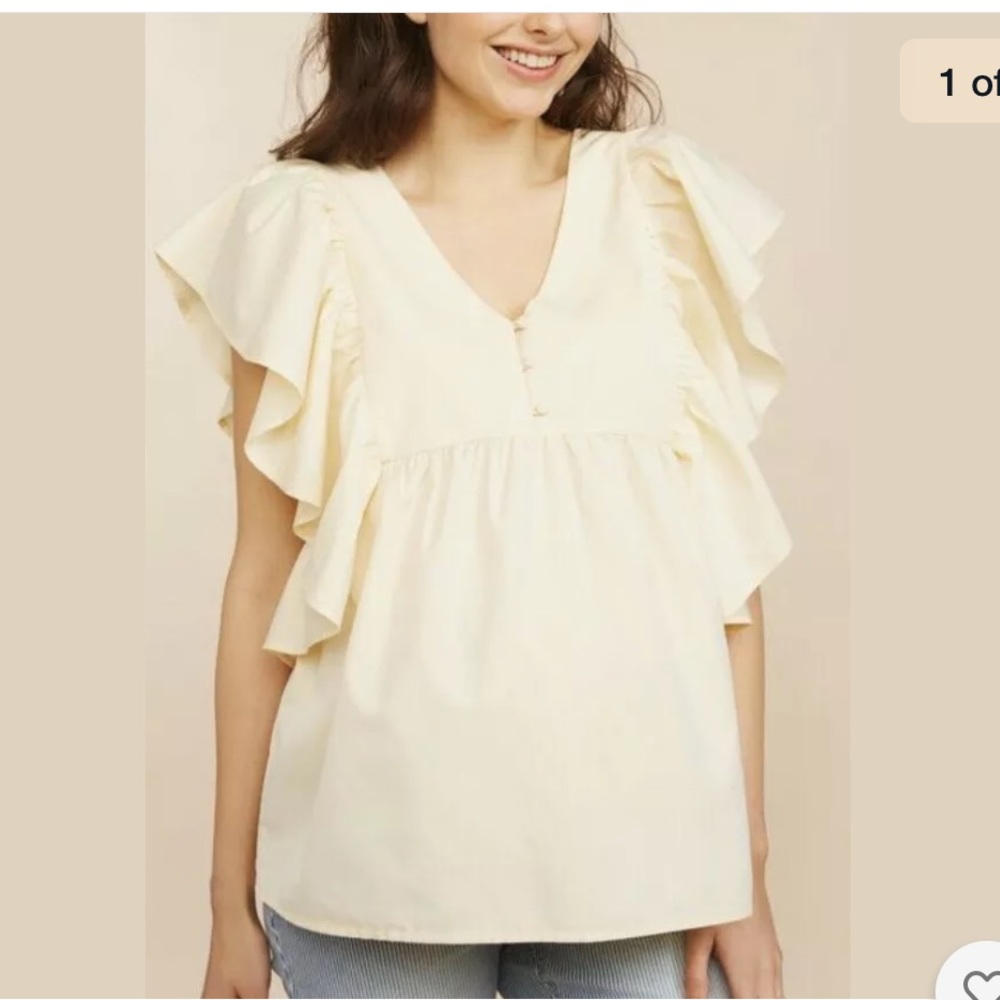 NEW Motherhood Maternity Flutter Sleeve Top (M)